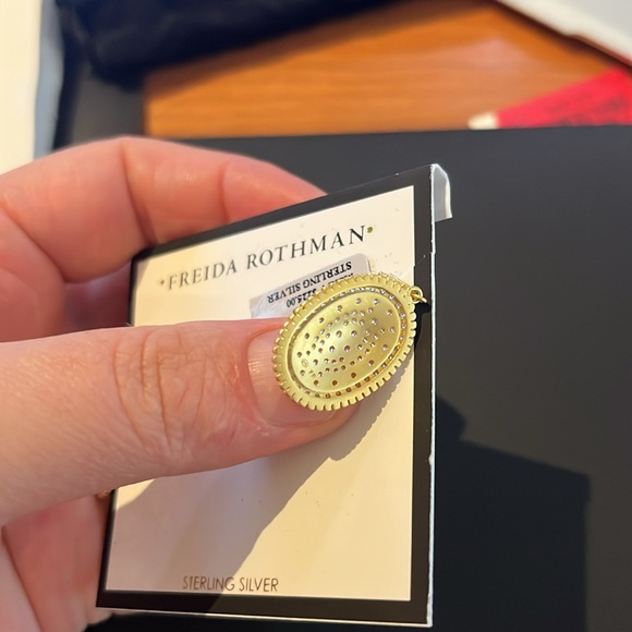 Freida Rothman 14Karat Gold Plated Sterling Silver Clover Shield Earings New - Picture 6 of 9